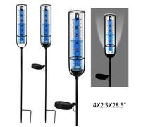Pluviomètre, 7 pouces avec lampe solaire, grand nombre clair et outil de mesure de pluie pour jardin, pelouse et ferme