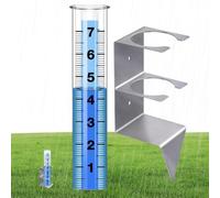 Pluviomètre avec Support Métallique, Capacité 17,8 centimètres, Universel | Jauge d'eau en verre pour Arrière-Cour, Extérieur, Parterre Fleurs, Pelouse, , Patio, Jardin, Porche,