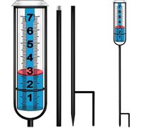 Pluviomètre d'extérieur avec piquet, pluviomètre décoratif pour jardin, terrasse ou pelouse, muni d'un flotteur rouge