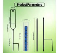 Pluviomètre d'extérieur avec support, pluviomètre réglable et amovible pour mesurer les précipitations, convient pour la cour et le jardin Polychlorures de vinyle