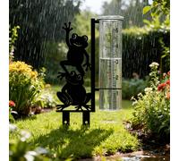 Pluviomètre extérieur à motif de grenouille, pluviomètre à cadre métallique de grande capacité, convient pour le jardin, la cour, le pot de fleurs, le patio et la pelouse, design magnifique, stable et