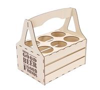 Plyisty Porte-biere en Bois Hetre, Kit de Montage 11 Pieces, pour Usage | Wood Wine Bottle Carrier, Countertop Wine Rack, Beer Holder Stand for Camping, Picnic, Home Bar, Restaurant