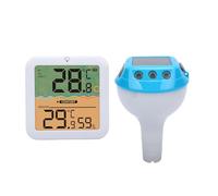 Plyisty Thermomètre de Piscine Numérique Solaire avec Lumière RVB, Grand écran LCD, Transmission sans Fil, 3 Options de Placement, étanche IP68, pour Piscines, Spas et Spas (mer bleue)