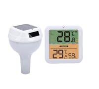 Plyisty Thermomètre de Piscine Numérique Solaire avec Lumière RVB, Grand écran LCD, Transmission sans Fil, 3 Options de Placement, étanche IP68, pour Piscines, Spas et Spas (WHITE)