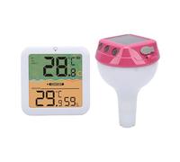 Plyisty Thermomètre de Piscine Numérique Solaire avec Lumière RVB, Grand écran LCD, Transmission sans Fil, 3 Options de Placement, étanche IP68, pour Piscines, Spas et Spas (rouge)