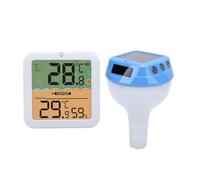 Plyisty Thermomètre de Piscine Numérique Solaire avec Lumière RVB, Grand écran LCD, Transmission sans Fil, 3 Options de Placement, étanche IP68, pour Piscines, Spas et Spas (BLUE)