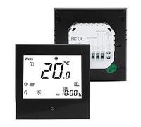 Plyisty Thermostat d'ambiance de chauffage, contrôle intelligent du chauffage central, thermostat d'ambiance numérique programmable hebdomadaire avec écran tactile LCD, blanc/noir 3A (noir)