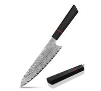 Plys 20.4cm Couteau de Cuisine Damas, Couteau de Chef Japonais | 67 Couches de Forgeage en Acier Damas, Noyau en Acier Vg10 Tranchant et Manche Octogonal G10, Avec Coffret Cadeau Exquis