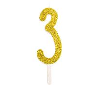 PME Bougie chiffre 3 doré pailleté