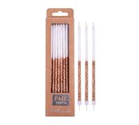 PME - Bougies à paillettes en Or Rose Avec Supports, 18 cm, Lot de 16