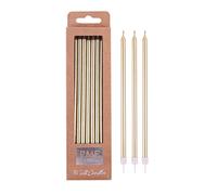 PME - Bougies Dorées Avec Supports, 18 cm, Lot de 16