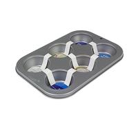 PME CSB108 PME - Moule Anti-adhérent en Acier au Carbone pour 6 Muffins, Acier Inoxydable, Silver, 28.9 x 17.7 x 3.1 cm