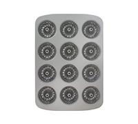 PME CSB123 Mini poêle à anneaux cannelés anti-adhésif en acier carbone 12 tasses, Argenté