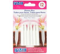 PME FP301 Lot de 12 Tubes Moyens pour Fleurs, Plastique, Blanc, 0.8 x 0.8 x 5.6 cm