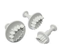 PME HL544 Lot de 3 Emporte Pièces à Poussoir Feuilles de Houx Nervurées, Plastique, Blanc, 3 x 3 x 4 cmHL544