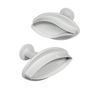 PME LY1000 Lot de 2 Emporte Pièce à Poussoir Lys Nervuré, Plastique, Blanc, 3 x 3 x 4 cmLY1000
