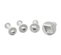 PME MD153 Lot de 4 Emporte Pièces Poussoir Losange, Plastique, Blanc, 9 x 2 x 9 cmMD153