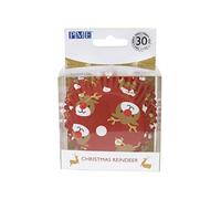 PME Noël Caissettes à cupcakes en Aluminium - Renne (30 pièces), Blanc