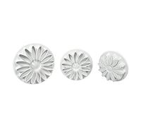 PME SD618 Lot de 3 Emporte Pièces à Poussoir Tournesol, Plastique, Blanc, 1 X 4.5 cm / 1 X 5.5 cm /1 X 7 cm - SD618 -