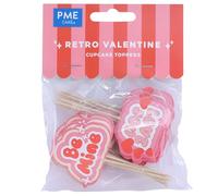 PME Toppers pour gâteaux Saint Valentin - Valentine Rétro, Set de 24