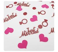 Pmnzdy Just Married Lot de 100 confettis en diamant à pois en forme de cœur - Confettis décoratifs à paillettes - Décoration de table pour douche nuptiale, mariage, enterrement de vie de jeune fille
