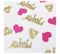 Pmnzdy Just Married Lot de 100 confettis en diamant à pois en forme de cœur - Confettis décoratifs à paillettes - Décoration de table pour douche nuptiale, mariage, enterrement de vie de jeune fille