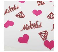 Pmnzdy Just Married Lot de 100 confettis en diamant à pois en forme de cœur - Confettis décoratifs à paillettes - Décoration de table pour douche nuptiale, mariage, enterrement de vie de jeune fille