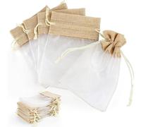 Pmnzdy Lot de 20 sachets cadeaux en organza - Sacs en jute - 10 x 15 cm - Réutilisables - Avec cordon de serrage - Pour mariage, fête, Noël