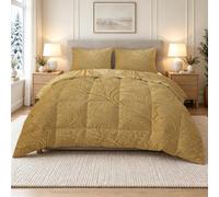 PNH ouette Imprimée 140x200 Hiver Arabesque Dorée Vintage Couette 1 Personne Motif de Feuilles Damassé Légère et Chaude Édredon Réversible Enfant Garçon Fille MZ-31