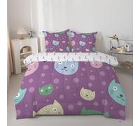 PNH ouette Imprimée 200x200 sans Housse Chat Adorable Couette 2 Personnes 4 Saisons Réversible Pois Légère et Chaude, Édredon pour Lit Double Ado Fille Garçon MO&5