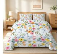 PNH ouette Imprimée 260x240 4 Saisons Fleurs Couette Adulte Grande Taille Style Campagnard Rural Légère et Chaude Édredon Réversible Couple MJ139