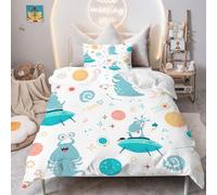 PNHCL Housse de Couette 100x140 Dinosaure Parure de Lit 1 Personne, Modèle D'anime Housse Couette avec 1 Taie d'oreiller pour Enfant Fille Garcon Deco Chambre, Dessin Animé Blanc