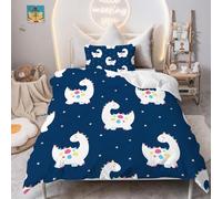 PNHCL Housse de Couette 100x140 Dinosaure Parure de Lit 1 Personne, Modèle de Dessin Animé Housse Couette avec 1 Taie d'oreiller pour Enfant Fille Garcon Deco Chambre, Animal Bleu