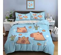 PNHCL Housse de Couette 200x200 Capybara Adorable - Parure de Lit Animaux avec 2 Taies d'oreiller 65x65 cm - Housse Couette 2 Personnes Dessins Animés pour Ado Fille Garçon Adulte MO91