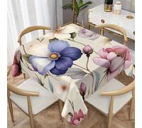 PNHCL Nappe Grandes Fleurs 140x140 cm Carrée, Nappe Décorative Imperméable Feuilles et Branches pour Table Salle à Manger W&53