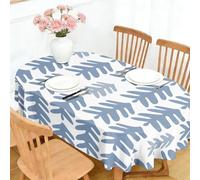 PNHCL Nappe Ovale Feuilles Bleu Gris 140x240 cm, Nappe de Table Décorative Imperméable Botanique Rustique pour Salle à Manger Outdoor BBQ W&103