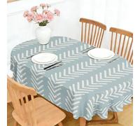 PNHCL Nappe Ovale Grille GéOméTrique 140x260 cm, Nappe Imperméable Lavable et Réutilisable, Protection Table Style Campagne pour Terrasse Buffet Mariage Outdoor W&48