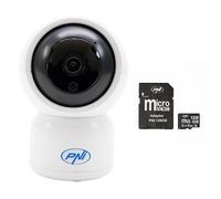 PNI Caméra de Surveillance vidéo IP390T 1080P avec Carte mémoire microSD PTZ WiFi H264 128 Go avec Adaptateur SD