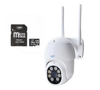 PNI Caméra de vidéosurveillance sans Fil IP840 + Carte WiFi 128 Go, PTZ, 8 Mpx 4 K, Fente, Autonome, Fonctions IA, ONVIF, Application ICSee