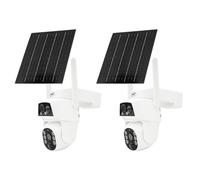 PNI Lot de 2 caméras de vidéosurveillance IP894 GSM 4G PTZ, Double Objectif (2 MP + 2 MP), Panneau Solaire 5,5 W, Batterie Bloc de 8000 mAh