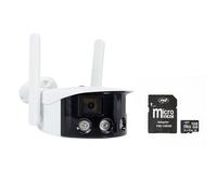 PNI Pack caméra de vidéosurveillance IP590, sans Fil, avec IP, Double Objectif, 2 x 2MP + Carte mémoire MicroSD 128 Go avec Adaptateur SD