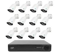 PNI Pack de vidéosurveillance NVR House IP716, 16 canaux 4K, H.265, 12 caméras IP125 avec IP, 5MP, IP66