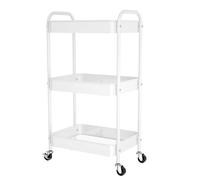 PNVXNUS Chariot de rangement à roulettes en métal à 3 niveaux avec roulettes, organiseur multifonction pour bureau, cuisine, salle de bain, livres, couches - Assemblage facile (blanc)