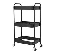 PNVXNUS Chariot de rangement à roulettes en métal à 3 niveaux avec roulettes, organiseur multifonction pour bureau, cuisine, salle de bain, livres, couches - Assemblage facile (noir)