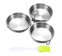 Poached Egg Cups - 3 Stainless Steel Egg Poacher Pan | Nonstick Eggs Steamer with Rack | Eggs Maker Cups with Brush, Fried Pancake Mold Cooker 304 Stainless Steel Heart Shaped Round Boiled