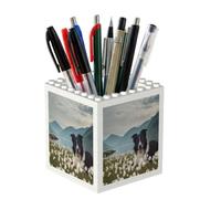 Poadnly Chiens Border Collie, animaux de compagnie, prairie, Black Border, Pot à crayons/pot à stylos pour le bureau, la maison et l'école, organiseur de bureau compact pour fournitures de bureau