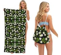 Poadnly Edelweiss des Alpes suisses, Sac-Serviette 2-en-1 Compact : Serviette de Plage avec Sac à Dos à Cordon pour Les Voyages, Les Vacances et Le Camping