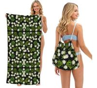 Poadnly Edelweiss des Alpes suisses, Sac-Serviette 2-en-1 Compact : Serviette de Plage avec Sac à Dos à Cordon pour Les Voyages, Les Vacances et Le Camping