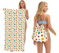 Poadnly Pois Vintage, Sac-Serviette 2-en-1 Compact : Serviette de Plage avec Sac à Dos à Cordon pour Les Voyages, Les Vacances et Le Camping