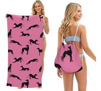 Poadnly Silhouettes de lévriers Greyt EDA, Sac-Serviette 2-en-1 Compact : Serviette de Plage avec Sac à Dos à Cordon pour Les Voyages, Les Vacances et Le Camping